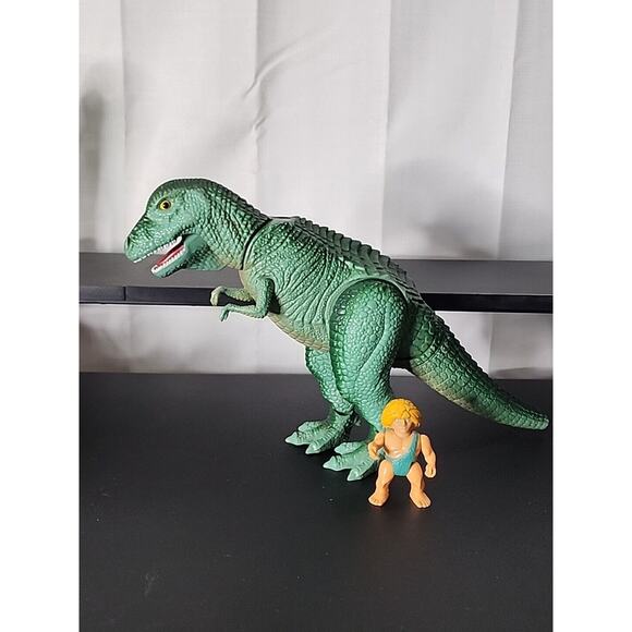 Vintage Definitely Dinosaurs 1987 Playskool T-Rex Figure And Caveman Zorg Blonde - Picture 5 of 9